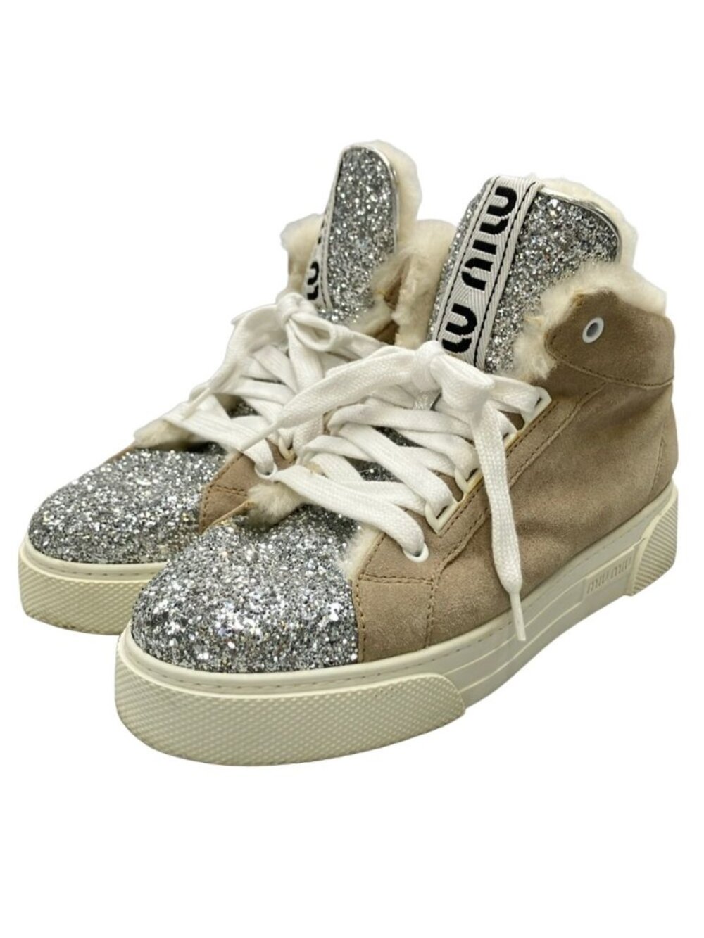 Miu Miu Glitter High Top Sneakers